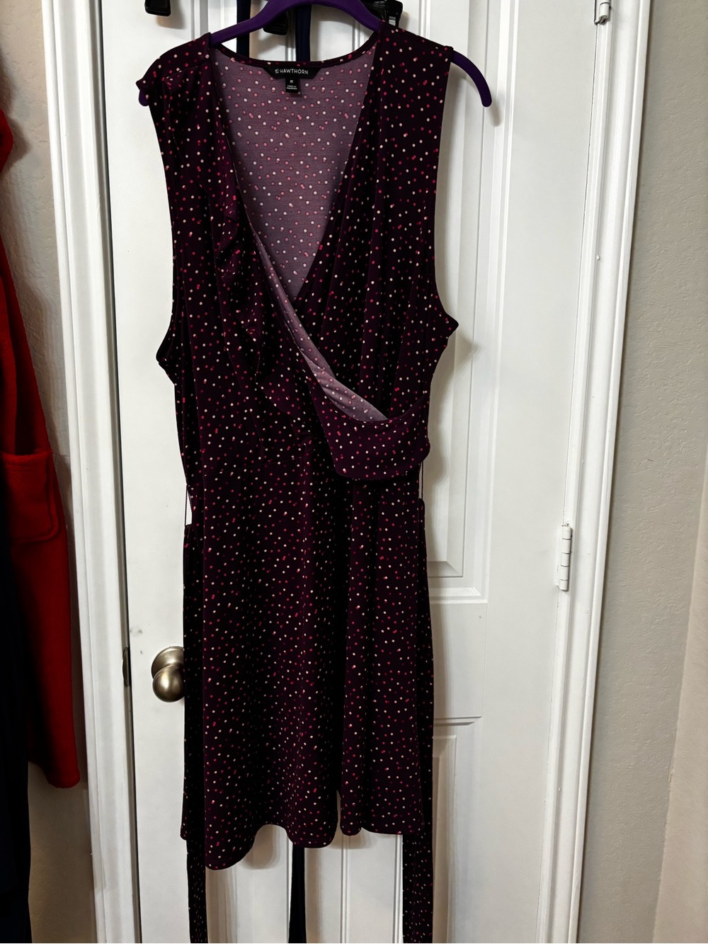 41 Hawthorn Burgundy Mini Dress with Pink Dot Print